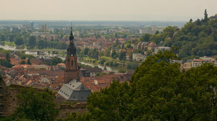 Blick vom Heidelberger Schloss auf die Altstadt und die Rheinebene